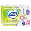 Набор из 3 штук Туалетная бумага 3х слойная Zewa Deluxe Ромашка 12шт