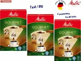 Комплект: 3 упаковки Оригинальные бумажные фильтры для кофе Melitta Gourmet Intense, 1х4, 80шт, коричневые