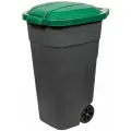 Бак для раздельного сбора мусора с крышкой на колесах 110л зеленый