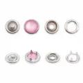 Кнопка трикотажная Жемчужинка 9,5 мм, цветной металл, акрил (~72шт) NEW STAR (133 розовый, никель), 72 шт