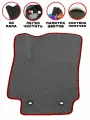 Коврик водителя EVA/ЭВА для Lada Granta (Лада Гранта), 2011-2023 гг, с 3Д лапой, без разреза, серый ромб с красным кантом