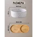 Миска керамическая для кошек и собак керамическая на бамбуковой подставке