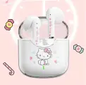 Наушники детские беспроводные с Хеллоу Китти в зарядном кейсе, Bluetooth, с ограничением громкости, для девочек, белые Vivacat Kids Hello Kitti