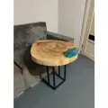 Журнальный стол из слэба акации и эпоксидной смолы 60x60x50 ART-SLAB