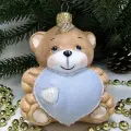 Irena-Co елочная игрушка, стекло Мишка с сердцем (9х8,5х7см)
