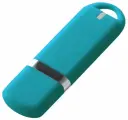 Флешка Memo, 8 Гб, бирюзовая, 6,7х2х0,7 см, пластик; покрытие софт-тач