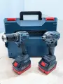 Силовой ударный инструмент 330NM, бесщёточный с кейсом 2 АКБ в наборе ударная дрель шуруповерт гайковерт 1/2 Набор 2в1