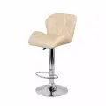 Барный стул Алмаз со спинкой бежевого цвета Эколайн 1 шт, основание металл хром
