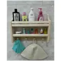 Полка вешалка для бани Ладья с крючками 4 крючка липа 43*32*9 см,