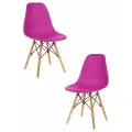 Стулья для кухни комплект 2 шт со спинкой СтулБержи EAMES DSW, деревянные ножки, малиновый, пластиковый