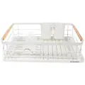 Сушилка для посуды, Kuchenland, 43х31 см, с поддоном, металл/дерево/пластик, White style