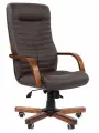 Компьютерное кресло руководителя CHAIRMAN 480 WD, экокожа, коричневый, на деревянной крестовине