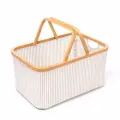 Корзина для рукоделия складная, 45*30*22 см, Prym Fold&Store Basket, серая в полоску (хлопок, бамбук)