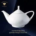 Чайник заварочный, 1400 мл. Купольная, Золотая лента. Императорский фарфоровый завод ИФЗ. Костяной фарфор.
