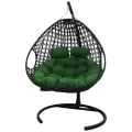 Подвесное кресло черное M-Group Для двоих люкс зелёная подушка