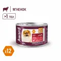 Влажный корм для собак AWARD, паштет из ягненка с яблоком, 12 шт. х 200 г
