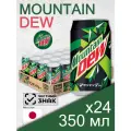 Mountain Dew 0.35 л, 24 шт, банка (газированный напиток Маунтин Дью классический, лимон и лайм, MNT DEW, Япония)
