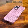 Чехол для IPhone 14 Pro Max из кожи питона нежно-розовый