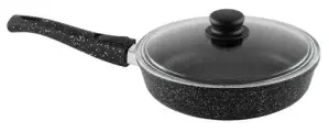 Сковорода антипригарная литая 20 см со съемной ручкой и стеклянной крышкой Гранит ТМ Горница