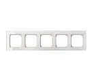 LIREGUS Рамка Пятиместная Стекло Белое Глянцевое (Универсальный Монтаж) LIREGUS EPSILON