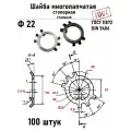 Шайба Ф22 многолапчатая ГОСТ 11872, DIN 5406 сталь 100 шт