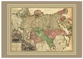 Карта российской империи старинная, 1728 г, интерьерная карта старинная, бумага, 68х48 см