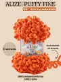 Пряжа для вязания плюшевая Alize Puffy Fine, цвет 06 апельсиновый, 100г, 14,5м, 5 шт/упак