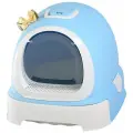 Туалет, Туалет-бокс для кошек Makar Фэнтези, выдвижной поддон, фильтр, совок, пакеты, цвет: голубой, 52 х 42 х 43 см