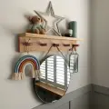 Вешалка с полкой настенная SONOMA Home, массив дуба, 7 крючков, ручная работа, покрытие бесцветным маслом