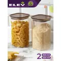 Набор банок для хранения еды и сыпучих продуктов из жаропрочного стекла Eley с крышкой из натуральной акации 2 штуки - 1500 мл