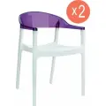 Комплект из 2-х обеденных кресел для кухни Siesta Carmen, прозрачная фиолетовая спинка, цвет белый