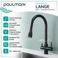 Смеситель для кухни с выдвижным изливом Paulmark LANGE черный металлик, с подключением фильтра питьевой воды, La214212-418