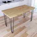 Стол кухонный Loft с лакированной столешницей из массива сосны 40 мм и черными металлическими ножками-шпильками, 130х70х75 см