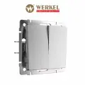 Перекрестный двухклавишный выключатель/переключатель Werkel W1123065 серебряный матовый IP20
