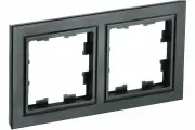 Рамка электроустановочная IEK / ИЭК Brite РУ-2-2-БрЧ, BR-M22-G-K02, черная, 2 поста / для розеток и выключателей (комплект из 2 шт)