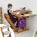 Парта для школьника, растущая парта и растущий стул, с подушкой, комплект, окрашен маслом