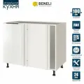 Кухонный модуль напольный угловой Beneli COLOR, Белый глянец/Белый, 100х57,6х82 см