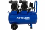 Компрессор поршневой безмасляный OPTIMUS прямой привод 440 л/мин 3 кВт (2 х 1,5 кВт) 220 В ресивер 50 л малошумный OPT-305044