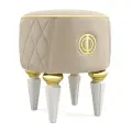 Пуфик Византия Круглый на Высоких ножках Велюр бежевый / ножки - слоновая кость Djivani