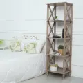 Стеллаж деревянный для хранения с полками напольный Джульетта-4 для книг и цветов (мокко), этажерка