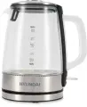 Чайник электрический Hyundai HYK-G2403, 2200Вт, черный и серебристый