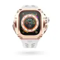 Корпус чехол для часов Y24 для Apple Watch Series Ultra, Ultra 2; 49mm, нержавеющая сталь / резина, розово-золотистый / белый