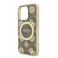 Guess для iPhone 16 Pro Max чехол PC/TPU 4G Peony Hard Brown (MagSafe)