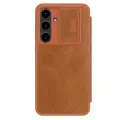 Кожаный чехол-книжка Nillkin Leather Qin Pro для Samsung Galaxy S24 FE коричневый