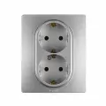 2 шт. Legrand Etika Алюминий Розетка 2-ая с заземлением , винтовые клеммы, 16А, 250 В 672423