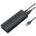 Хаб Acasis USB 3.0 12V 4A HS-710PB (10 портов) Black. Имеет при себе 10 портов USB Type-A/