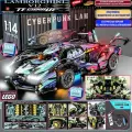 Конструктор совместимый с LEGO Техник Technic большой Lamborghini V12 Cyberpunk/1149+деталей с динамической управляемой подсветкой/Без пульта и мотора