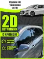 2D дефлекторы с хромом для Hyundai i40 универсал (2011-2019) 1 поколение / Ветровики на Хендай i40 универсал / 2d дефлекторы. Комплект 6 шт.
