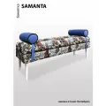 Банкетка BORDADO SAMANTA, мебельная фанера, велюр/гобелен, принт Зима, голубой, съемные валики.