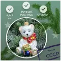 Irena-Co елочная игрушка, стекло Мишка с подарками (8,5х7х6см)